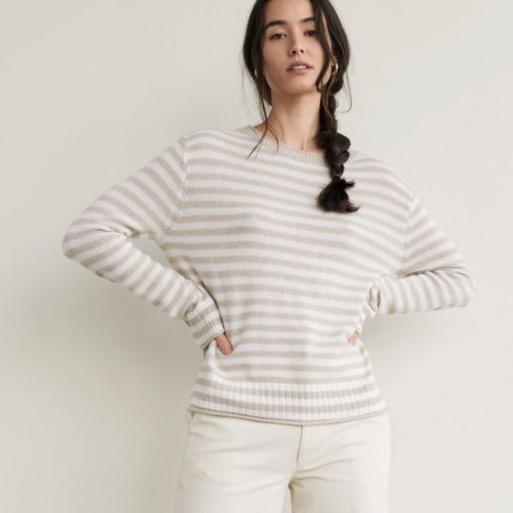 Jenni Kayne Everyday Sweater in Oat Ivory Stripe